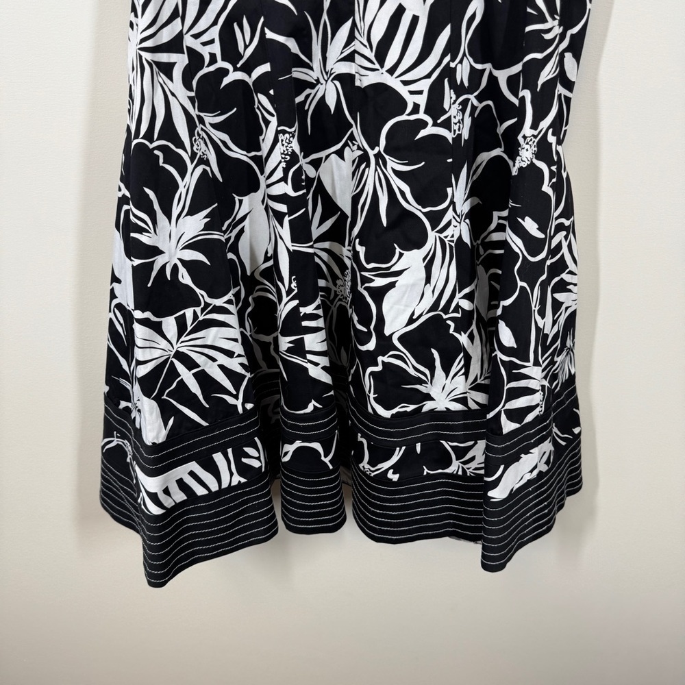 Vintage Nine West Y2K Floral Black White Floral Print Mini Dress Size 6 - Picture 8 of 14